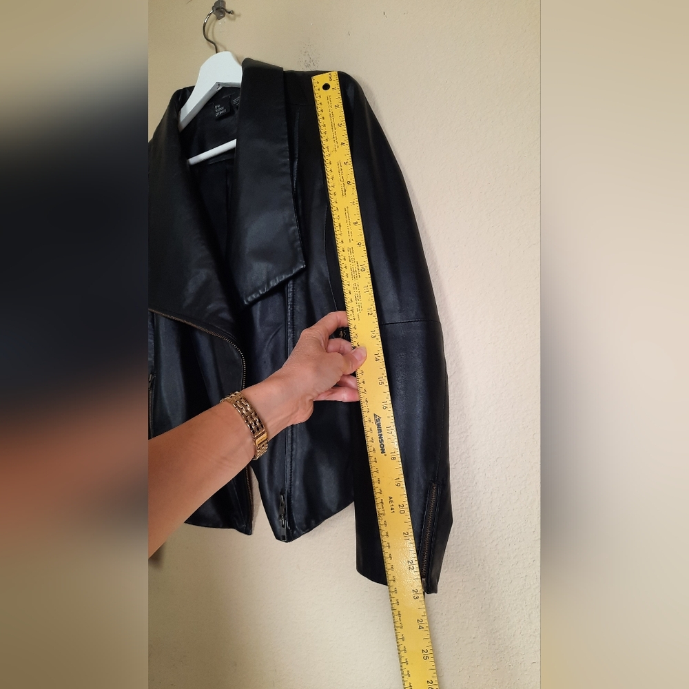 Eileen Fisher Project Black Lamb Leather Moto Jacket Genuine Edgy Biker - Picture 3 of 7